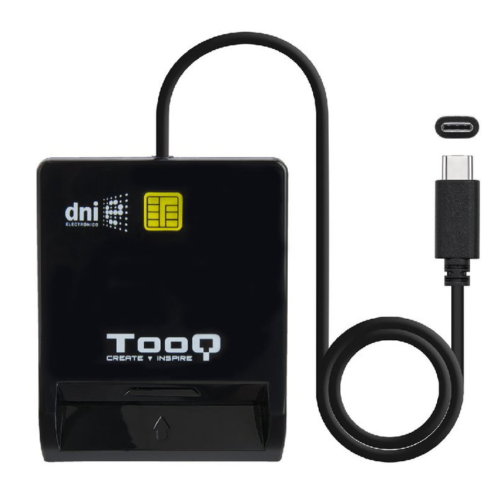 Tooq TQR-211B Lector de Tarjetas Inteligentes DNIe SIM USB-C, Negro